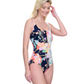 Side View Of Gottex Memories of Capri Full Coverage Square Neck One Piece Swimsuit | Gottex Memories of Capri Black Multi