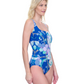 Side View Of Gottex Memories of Capri Full Coverage Square Neck One Piece Swimsuit | Gottex Memories of Capri Blue Multi