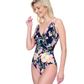 Rear View Of Gottex Memories of Capri Surplice One Piece Swimsuit | Gottex Memories of Capri Black Multi