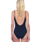 Back View Of Gottex Montecarlo Round Neck Lingerie Straps with button details One Piece Swimsuit | Gottex Montecarlo Black