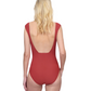 Back View Of Gottex Montecarlo Cap Sleeves Square with buttons details Neck One Piece Swimsuit | Gottex Montecarlo Paprika