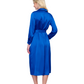 Back View Of Gottex Montecarlo Shirt Dress with Long Sleeves and Belt Swim Cover up | Gottex Montecarlo Cobalt