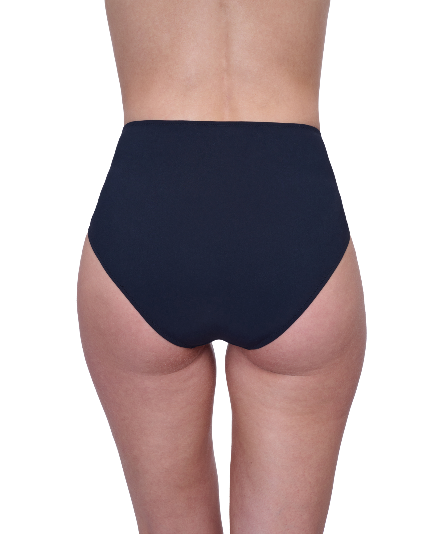 Back View Of Gottex Montecarlo High Waist Swim Bottom with Buttons Details | Gottex Montecarlo Black