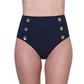 Front View Of Gottex Montecarlo High Waist Swim Bottom with Buttons Details | Gottex Montecarlo Black