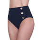 Side View Of Gottex Montecarlo High Waist Swim Bottom with Buttons Details | Gottex Montecarlo Black