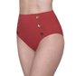 Side View Of Gottex Montecarlo High Waist Swim Bottom with Buttons Details | Gottex Montecarlo Paprika