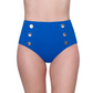 Front View Of Gottex Montecarlo High Waist Swim Bottom with Buttons Details | Gottex Montecarlo Cobalt