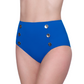 Side View Of Gottex Montecarlo High Waist Swim Bottom with Buttons Details | Gottex Montecarlo Cobalt