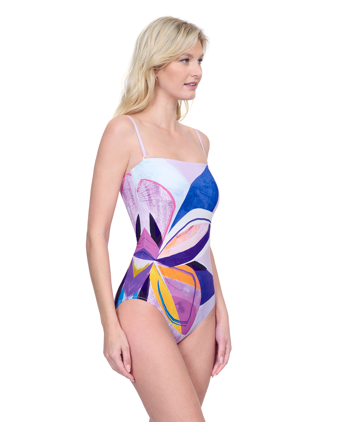 Side View Of Gottex Paradiso Bandeau One Piece Swimsuit | Gottex Paradiso Multi