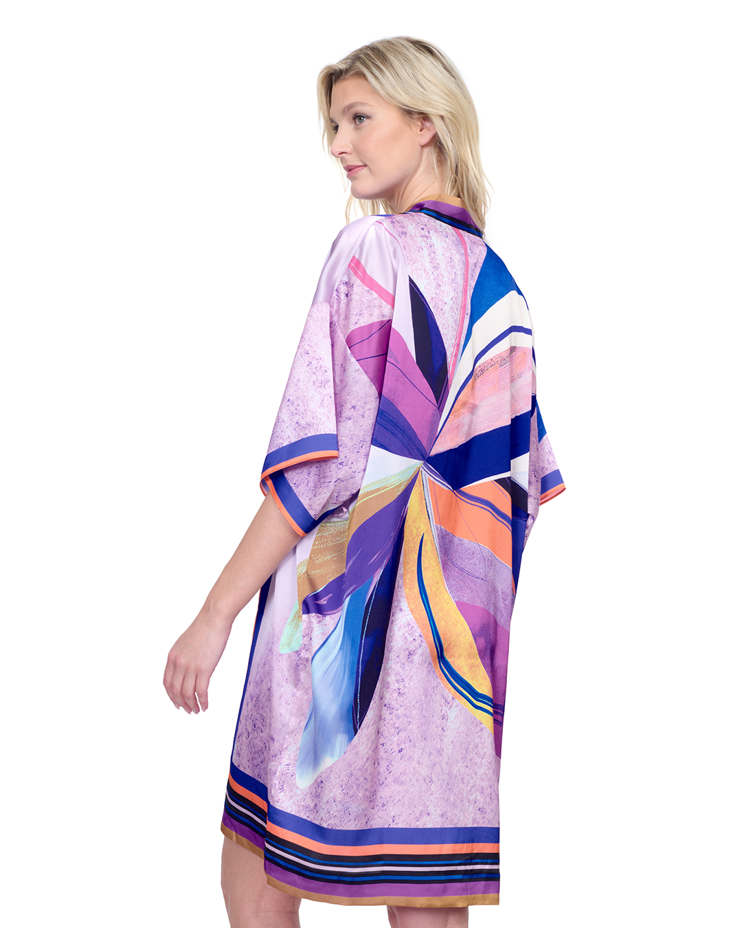 Back View Of Gottex Paradiso Robe with Flutter Sleeves and Tie | Gottex Paradiso Multi