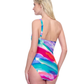 Back View Of Gottex Palma De Mallorca One Shoulder One Piece Swimsuit | Gottex Paradiso Multi