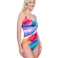 Side View Of Gottex Palma De Mallorca V Neck Surplice One Piece Swimsuit | Gottex Paradiso Multi