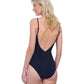 Back View Of Gottex Rose Bud V-Neck Lingerie Cut-Out One Piece Swimsuit | GOTTEX ROSE BUD BLACK