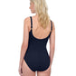 Back View Of Gottex Rose Bud Full Coverage Shaped Square Neck One Piece Swimsuit | GOTTEX ROSE BUD BLACK