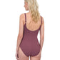 Back View Of Gottex Rose Bud Full Coverage Shaped Square Neck One Piece Swimsuit | GOTTEX ROSE BUD MAUVE