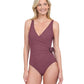 Front View Of Gottex Rose Bud Full Coverage Surplice One Piece Swimsuit | GOTTEX ROSE BUD MAUVE