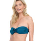 Side View Of Gottex Rose Bud Halter Bandeau Bikini Top | GOTTEX ROSE BUD TEAL