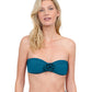 Alternate Front View Of Gottex Rose Bud Halter Bandeau Bikini Top | GOTTEX ROSE BUD TEAL