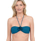 Front View Of Gottex Rose Bud Halter Bandeau Bikini Top | GOTTEX ROSE BUD TEAL