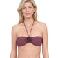 Front View Of Gottex Rose Bud Halter Bandeau Bikini Top | GOTTEX ROSE BUD MAUVE