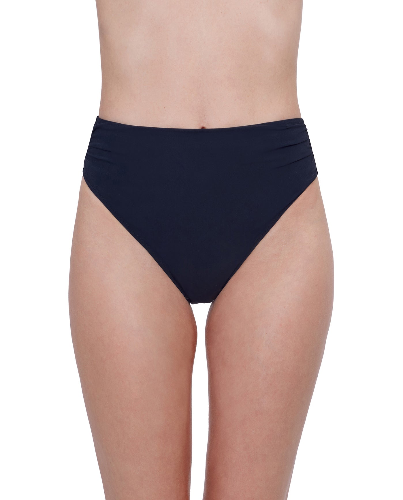 Front View Of Gottex Rose Bud High Waist High Leg Bikini Bottom | GOTTEX ROSE BUD BLACK