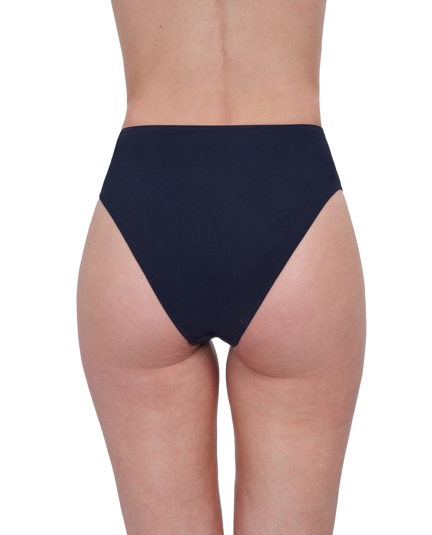 Back View Of Gottex Rose Bud High Waist High Leg Bikini Bottom | GOTTEX ROSE BUD BLACK