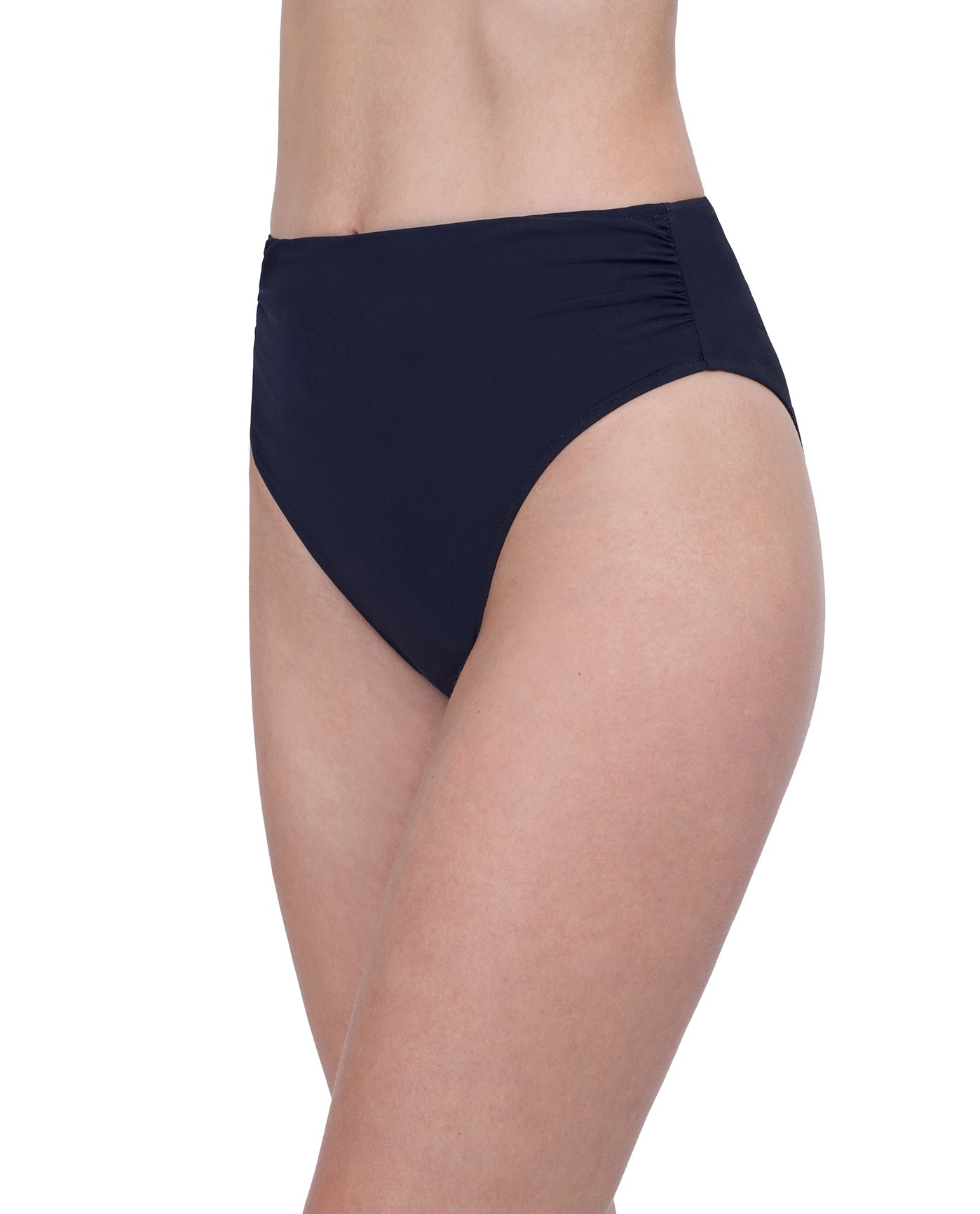 Side View Of Gottex Rose Bud High Waist High Leg Bikini Bottom | GOTTEX ROSE BUD BLACK