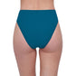 Back View Of Gottex Rose Bud High Waist High Leg Bikini Bottom | GOTTEX ROSE BUD TEAL