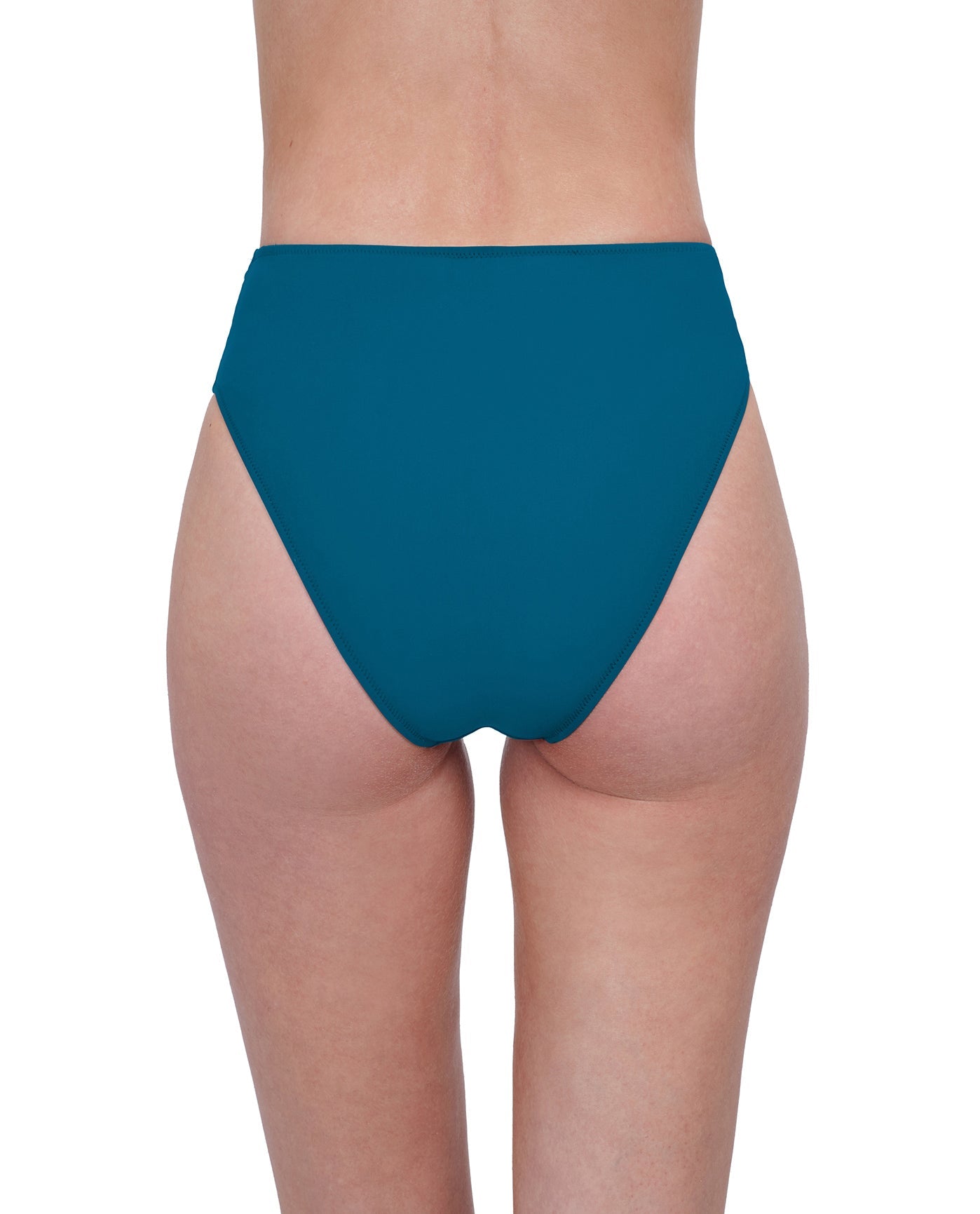 Back View Of Gottex Rose Bud High Waist High Leg Bikini Bottom | GOTTEX ROSE BUD TEAL