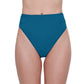 Front View Of Gottex Rose Bud High Waist High Leg Bikini Bottom | GOTTEX ROSE BUD TEAL