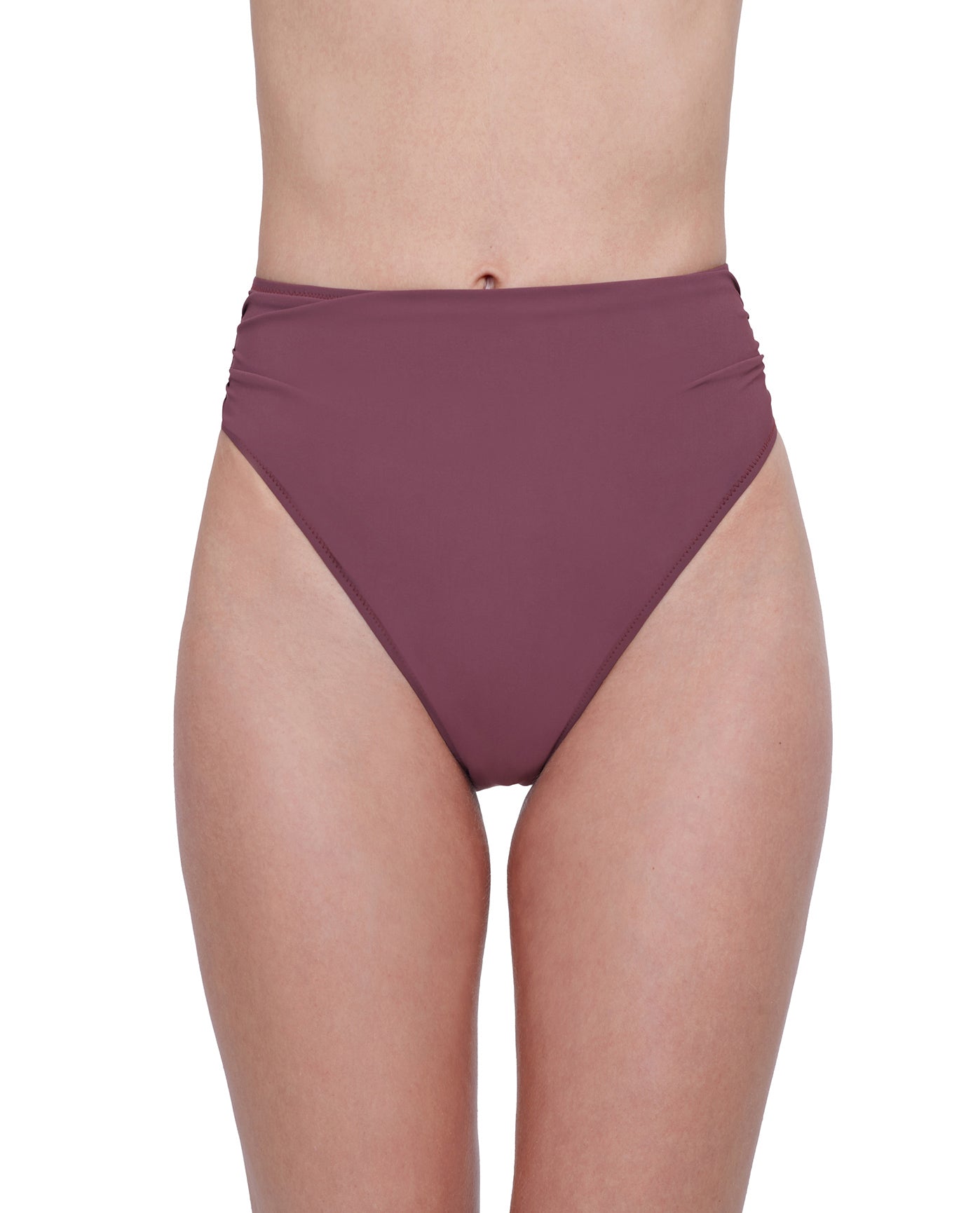 Front View Of Gottex Rose Bud High Waist High Leg Bikini Bottom | GOTTEX ROSE BUD MAUVE