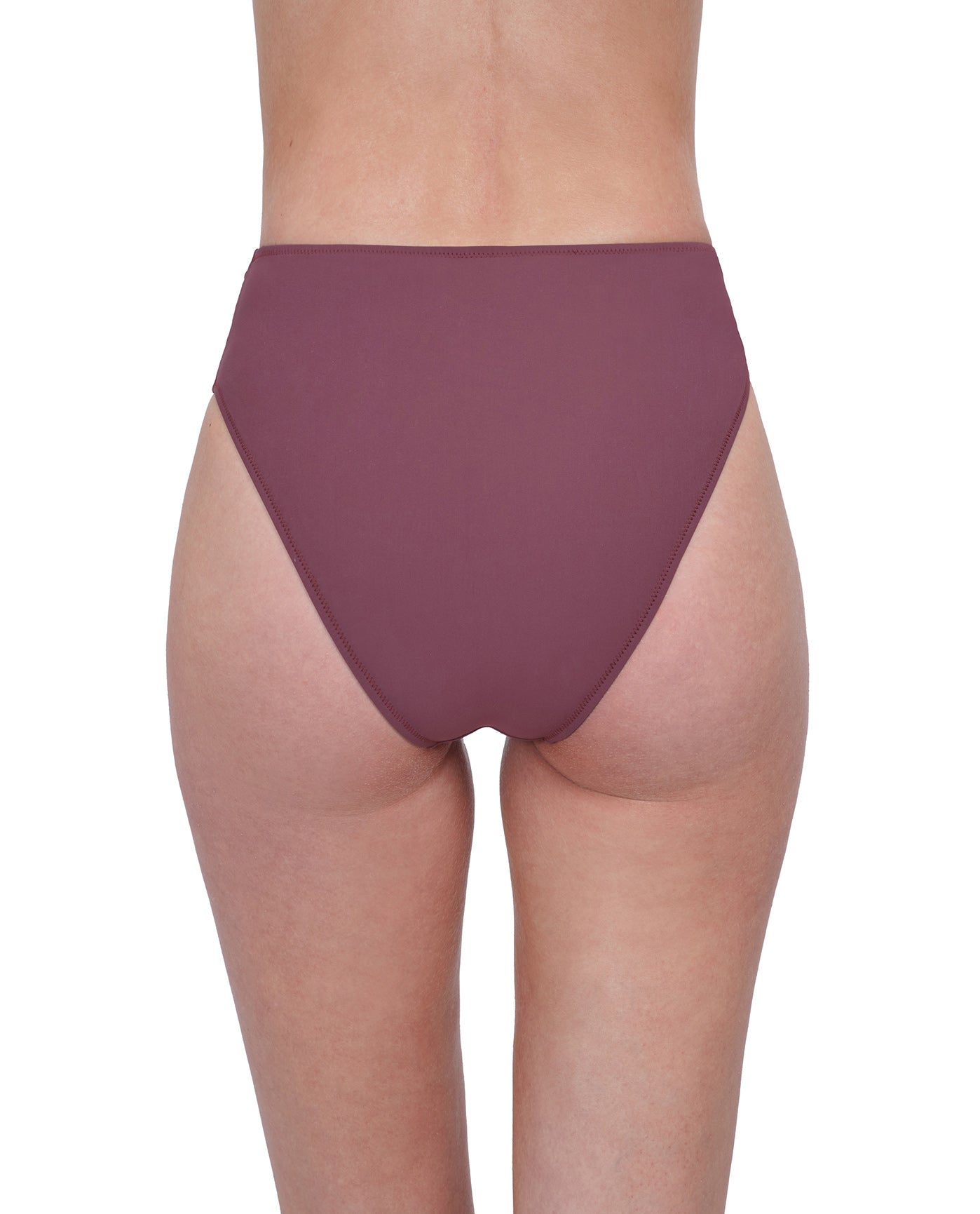 Back View Of Gottex Rose Bud High Waist High Leg Bikini Bottom | GOTTEX ROSE BUD MAUVE