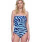 Front View Of Gottex Wildest Dream Bandeau One Piece Swimsuit | Gottex Wildest Dream Blue Multi