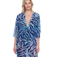 Front View Of Gottex Wildest Dream V Neck Beach Dress Adjustable Straps Swim Cover up | Gottex Wildest Dream Blue Multi