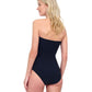 Back View Of Gottex Water Lily Bandeau Strapless One Piece Swimsuit | GOTTEX WATER LILY BLACK