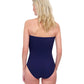 Back View Of Gottex Water Lily Bandeau Strapless One Piece Swimsuit | GOTTEX WATER LILY BLUE