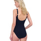 Back View Of Gottex Water Lily Full Coverage Square Neck One Piece Swimsuit | GOTTEX WATER LILY BLACK