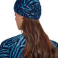 Back View Of Gottex Modest Knotted Hair Covering | GOTTEX MODEST WILDLIFE BLUE