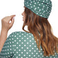 Back View Of Gottex Modest Knotted Hair Covering | GOTTEX GREEN AND WHITE DOT