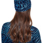 Back View Of Gottex Modest Hair Covering With Tie | GOTTEX MODEST WILDLIFE BLUE