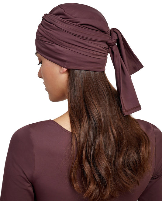 Back View Of Gottex Modest Hair Covering With Tie | GOTTEX MODEST BROWN