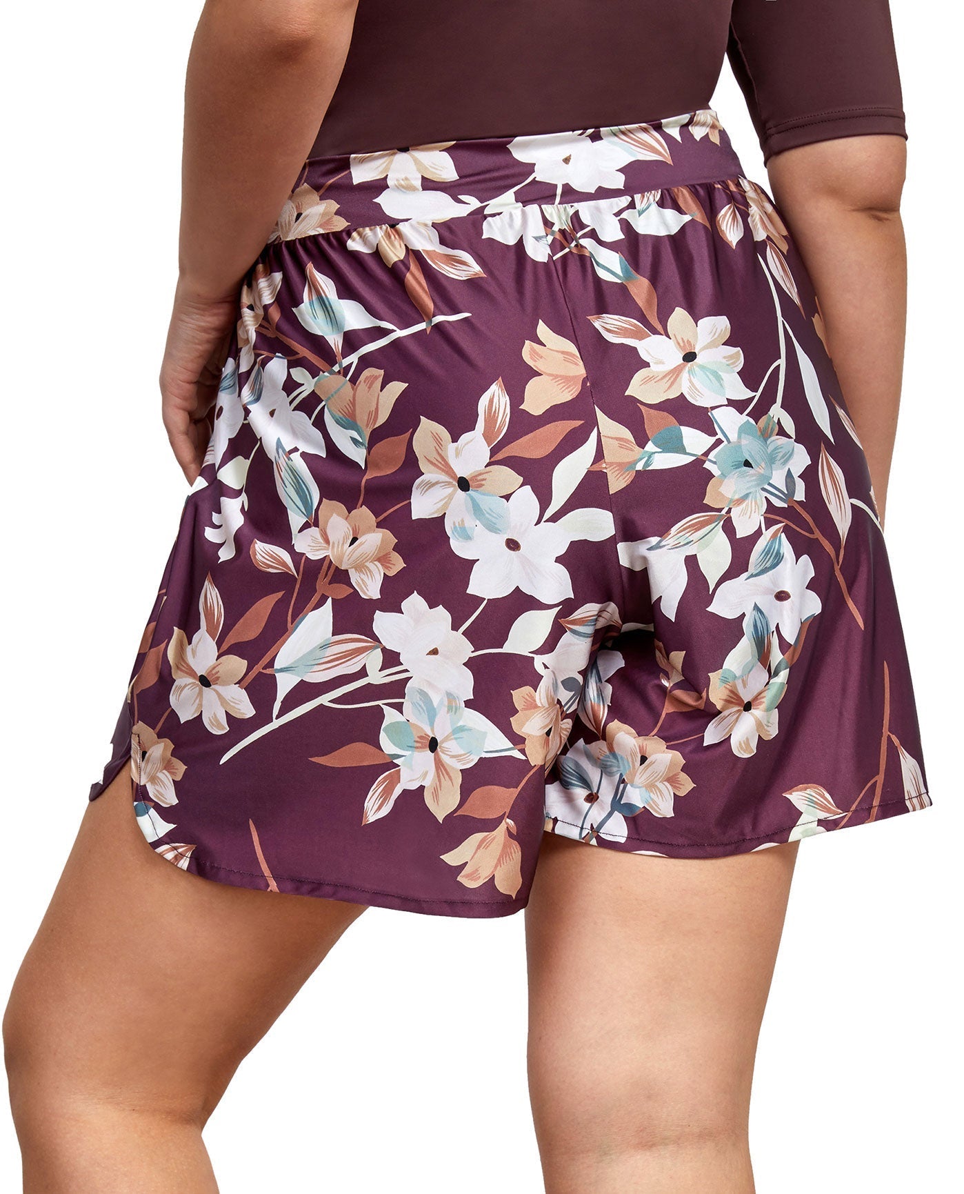 Back View Of Gottex Modest Cover Up Short Pants | GOTTEX MODEST AMORE MAUVE