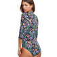 Back View Of Gottex Modest High Neck Long Sleeve One Piece Swimsuit | GOTTEX MODEST FLORA