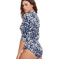 Back View Of Gottex Modest High Neck Long Sleeve One Piece Swimsuit | GOTTEX MODEST POP FLOWER