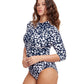 Side View View Of Gottex Modest High Neck Long Sleeve One Piece Swimsuit | GOTTEX MODEST POP FLOWER