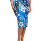 Front View Of Gottex Modest Long Draped Wrap Skirt | GOTTEX MODEST BELLA ROSE BLUE