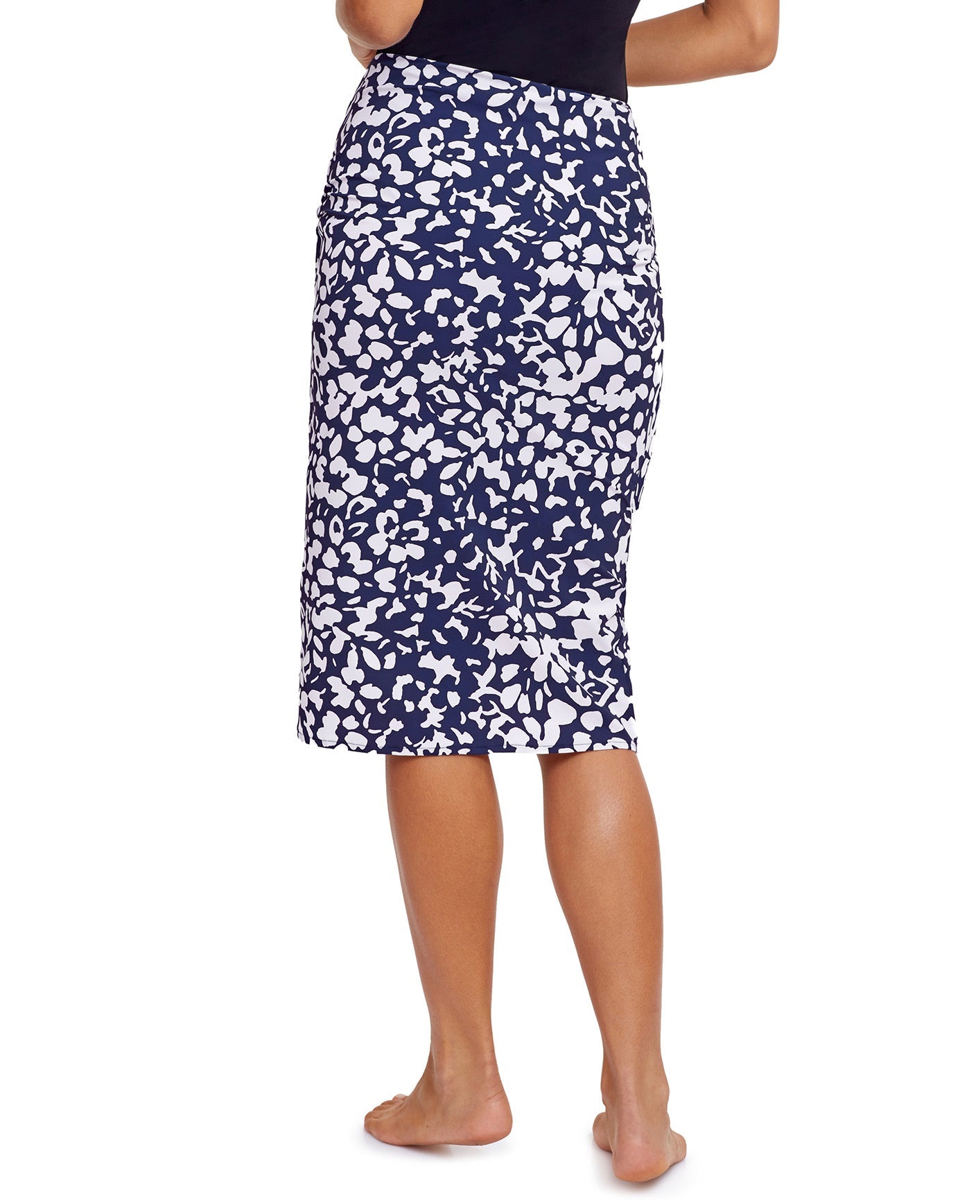 Back View Of Gottex Modest Long Draped Wrap Skirt | GOTTEX MODEST POP FLOWER