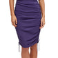 Front View Of Gottex Modest Shirred Mesh Skirt | GOTTEX MODEST BLUE INK