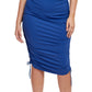 Front View Of Gottex Modest Shirred Mesh Skirt | GOTTEX MODEST COBALT