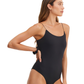 Side View Of Au Naturel Timeless Chic Cloe Square Neck Open U Back One Piece | Au Naturel Black